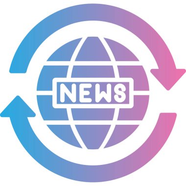 Dünya haber ikonu. Web için haber vektör simgelerinin basit illüstrasyonu