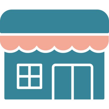 Şeffaf bir arkaplanda mağaza vektör illüstrasyonu.