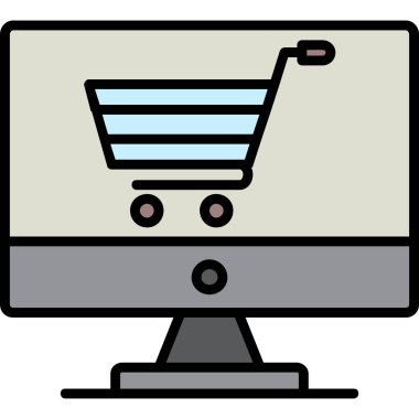 İnternet alışveriş simgesi. taslak alışveriş arabası vektör rengi düz izole