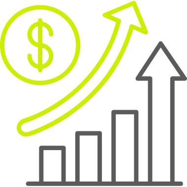 Dolar büyüme grafiği simgesi ana hat biçiminde