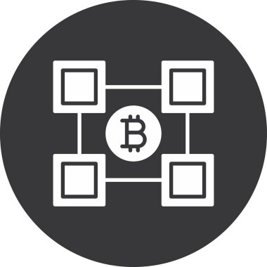 Bitcoin ağı düz yuvarlanmış vektör simgesi