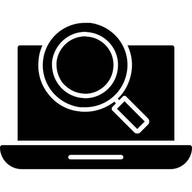 bilgisayar ve büyüteç, arama simgesi, vektör illüstrasyonu