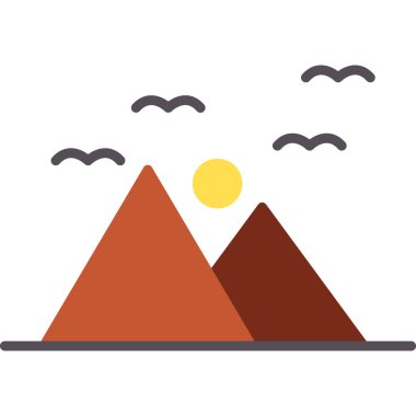 Dağ manzarası ikonu. Dağların düz tasarımı