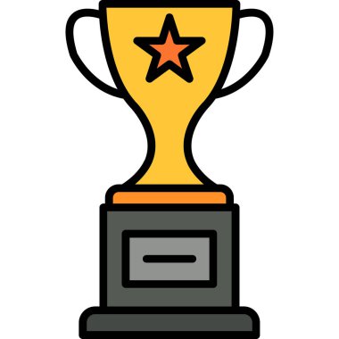 Kupa ödülü ikonu. beyaz üzerinde izole edilmiş taslak fincan ödül vektör rengi