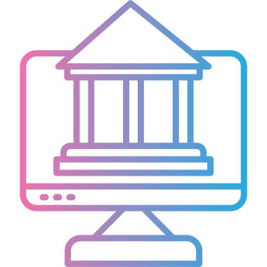 Banka binası simgesi vektör illüstrasyonu