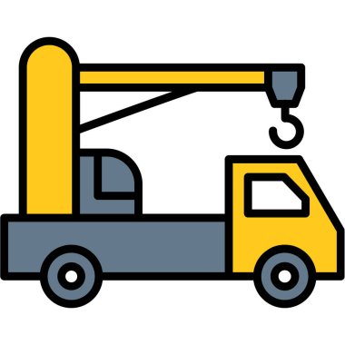 İnşaat vinç simgesi. Taslak inşaat vinç vektör simgesi rengi düz izole