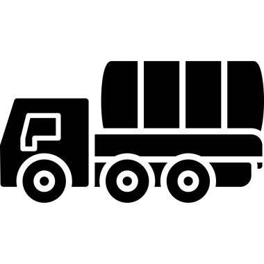 Kamyon vektör simgesi. biçim düz sembol, siyah renk, yuvarlak açılar, beyaz arkaplan