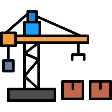Vinç vinç yapı ikonu - ana hatları biçiminde