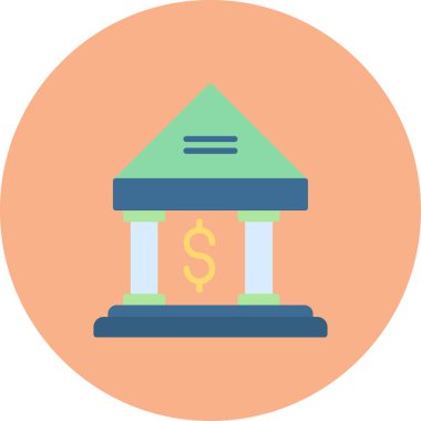 Banka binası simgesi, vektör illüstrasyonu