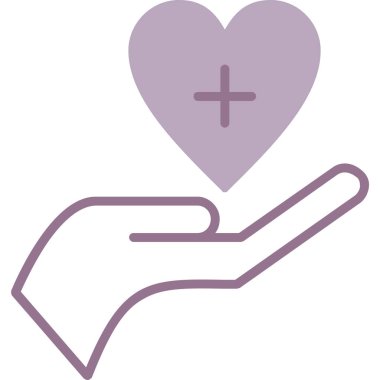 Kalp sembollü el izole edilmiş ikon vektör illüstrasyon tasarımı