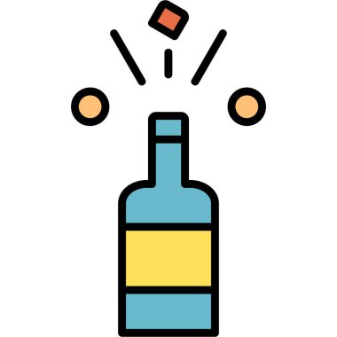 alkol cam simge renk ana hatları vektörü