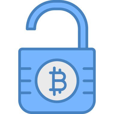 Bitcoin kilit güvenli simgesi ile doldurulmuş ana hat biçimi