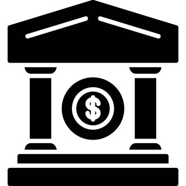 Banka binası simgesi vektör illüstrasyonu