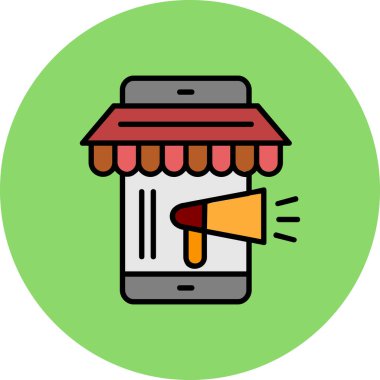 Alışveriş çevrimiçi simgesi, vektör illüstrasyonu