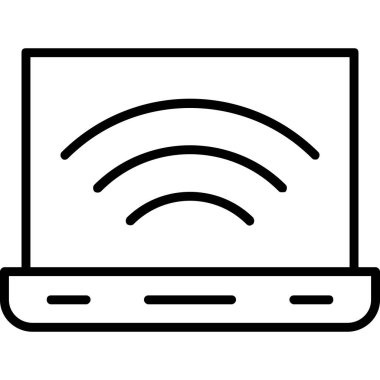 laptop kablosuz ağ simgesi. Beyaz arkaplanda izole edilmiş web tasarımı için kablosuz kablosuz kablosuz vektör simgesi