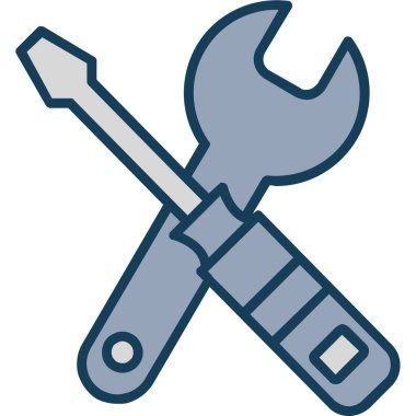 İngiliz anahtarı simgesi. Web için tornavida vektör simgelerinin basit çizimi