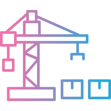 Yapı vinci simgesi, ana hatlı vektör çizimi