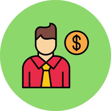 Bozuk para ikonu ve vektör tasarımı olan iş adamı