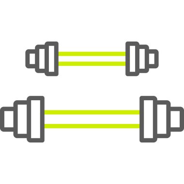 Beyaz arka planda yeşil halter simgesi izole edildi. Spor salonu ikonu. Spor, spor, spor, spor, spor sembolü. vektör illüstrasyonu