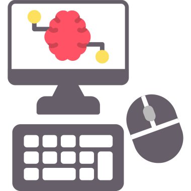 Beyin simgeli bilgisayar monitörü ve beyin