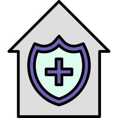 Kalkan evi. Web simgesi basit illüstrasyon