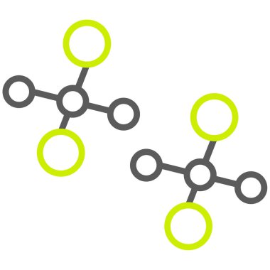 bağlantı simgesi. Kabartma biçimi iki renkli düz ikonik sembol, yeşil ve gri renkler, beyaz arkaplan, yeşilden beyaza ağ veya