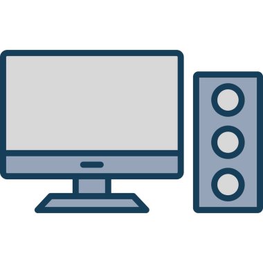 Fare simgesi olan bilgisayar masaüstü, basit vektör illüstrasyonu