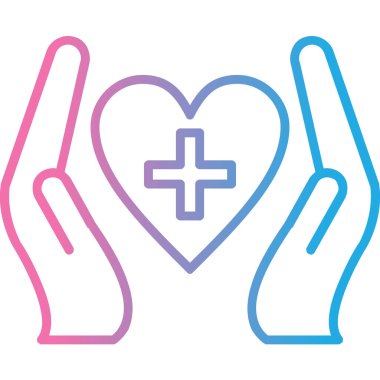 Eller ikon vektör çizim tasarımı olan kalp