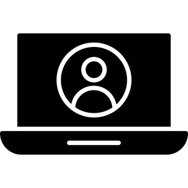 Bir kullanıcı simgesi ile dizüstü bilgisayarın vektör illüstrasyonu