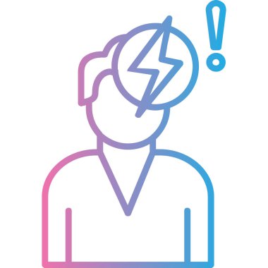 Yıldırım simgesi olan baş, vektör illüstrasyonu