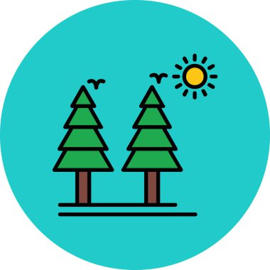 Çam Ormanı ikonu. vektör illüstrasyonu