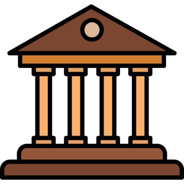 Banka binası simgesi rengi dış hat vektörü