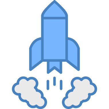 Roket. Web simgesi basit illüstrasyon