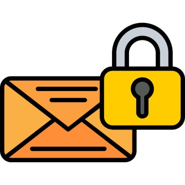 Zarf vektör illüstrasyon tasarımı içeren e- posta kilidi