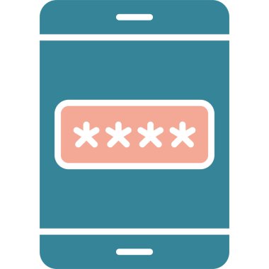 Şifre simgesi. vektör biçimi iki renkli düz simge, yuvarlak açılar, yumuşak mavi renkler, beyaz arkaplan.