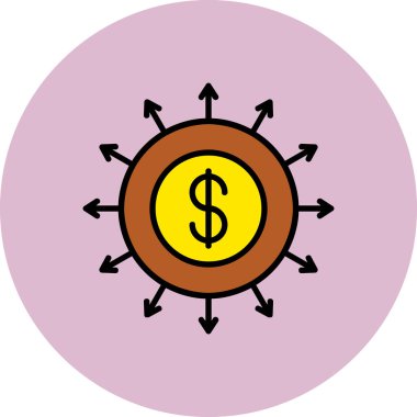 Dolar. Web simgesi basit illüstrasyon