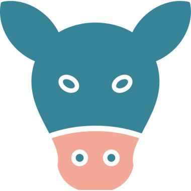 Domuz vektör simgesi. biçim düz sembol, kobalt ve cyan renkleri, beyaz arkaplan.