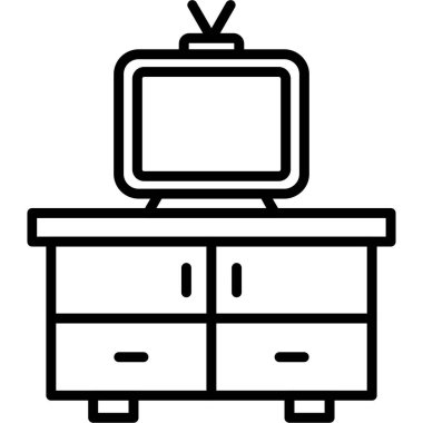 televizyon vektörü ince çizgi simgesi