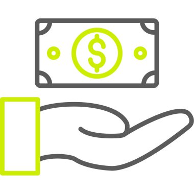 Dolar banknotu düz simgesi, vektör illüstrasyonu