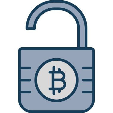 güvenli bitcoin simgesi, vektör illüstrasyonu