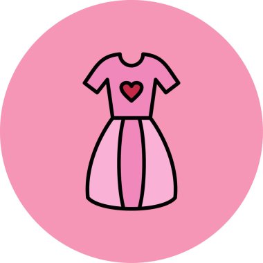 Fiyonklu bir kadın elbisesinin vektör çizimi