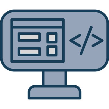 Doldurulmuş ana hatlar biçiminde kodlama kodu simgesi