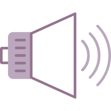 ses dalgası renk çizgisi simgesi, ses ve ses hoparlörü işareti, renkli dış hat simgesi, vektör grafikleri, doğrusal biçim