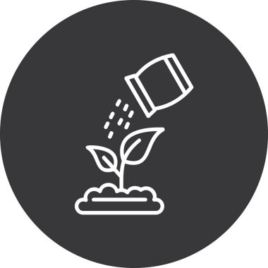 çömleğe bitki koy, basit çizgi simgesi.