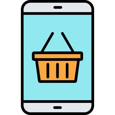 Sepet alışveriş simgesi vektör çizelgesi çizimi