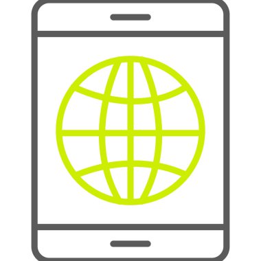 küresel internet vektör simgesi. biçim düz sembol, eko yeşil renk, yuvarlak açılar, beyaz arkaplan