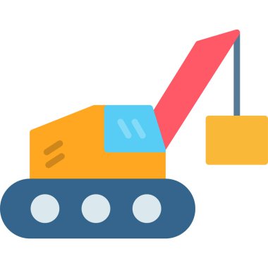 Yapı vinci düz simgesi, vektör, illüstrasyon