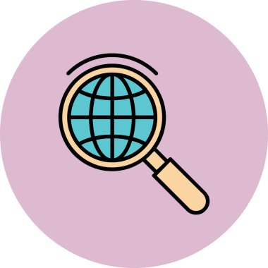 Küresel bağlantı vektör illüstrasyon tasarımlı büyüteç