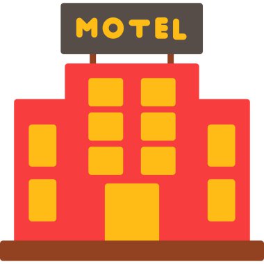 Otel binası simgesi düz bir şekilde inşa ediliyor