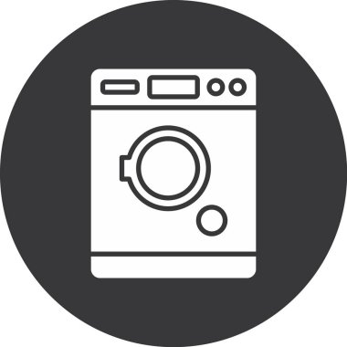 çamaşır makinesi simgesi, vektör illüstrasyonu